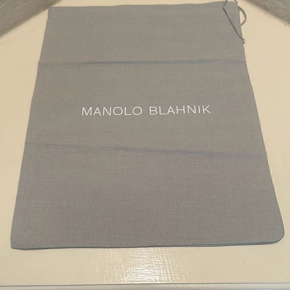 Monolo Blahnik Drawstring Top Dust Cover Gray Luxury Logo Travel Storage Bag